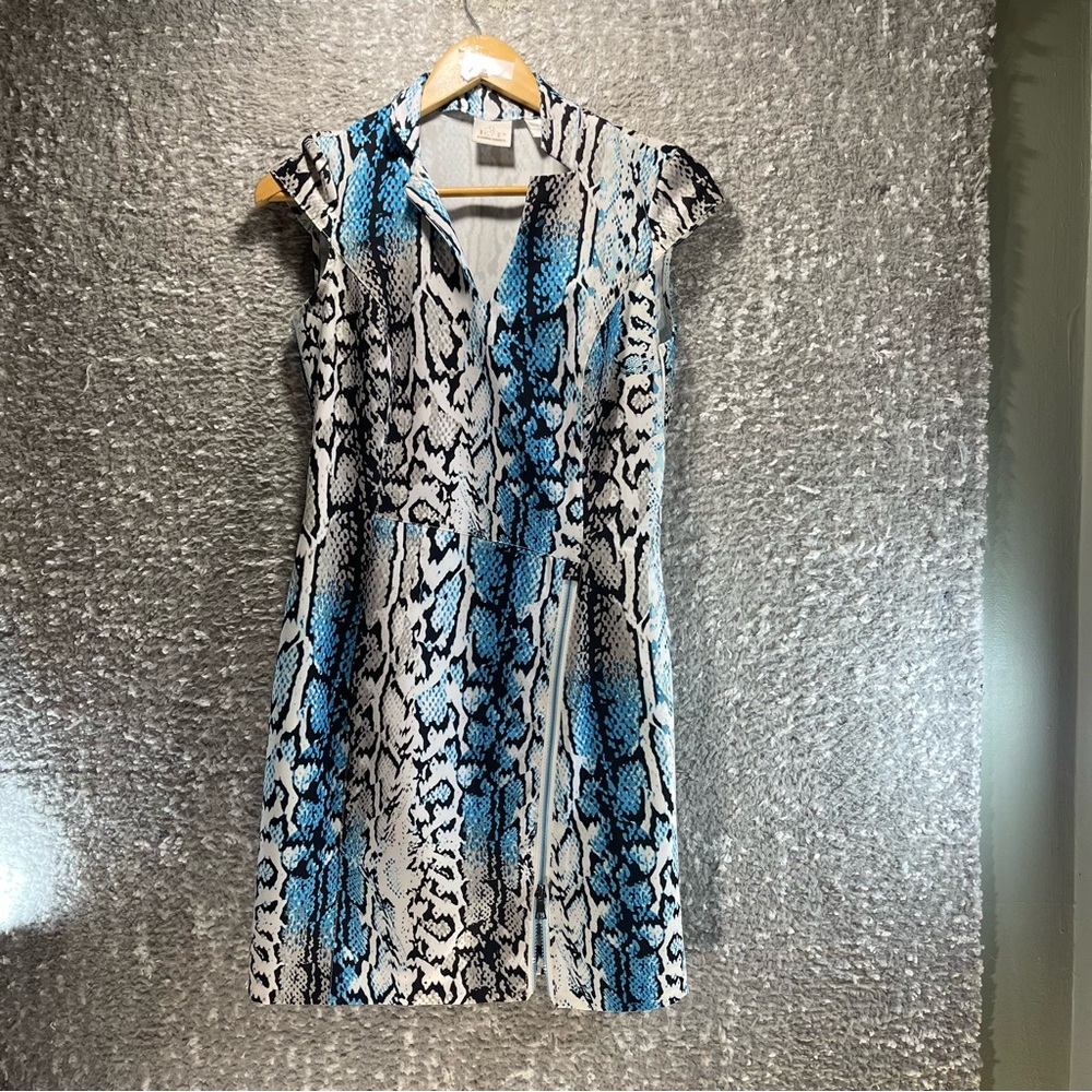 EP Pro Golf Dress XS Cap Sleeve Animal Print Pocket Zip Polyester